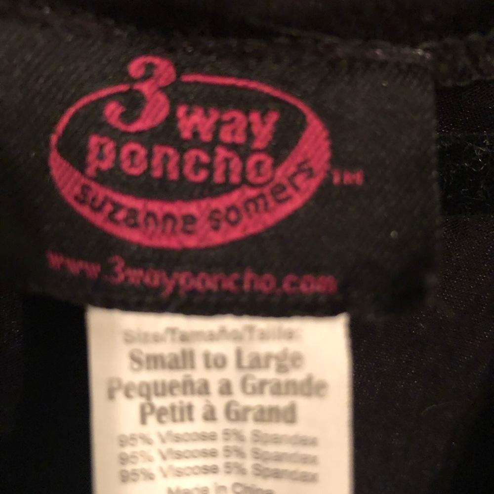 Suzanne Somers 3 way poncho black EUC flowy OS